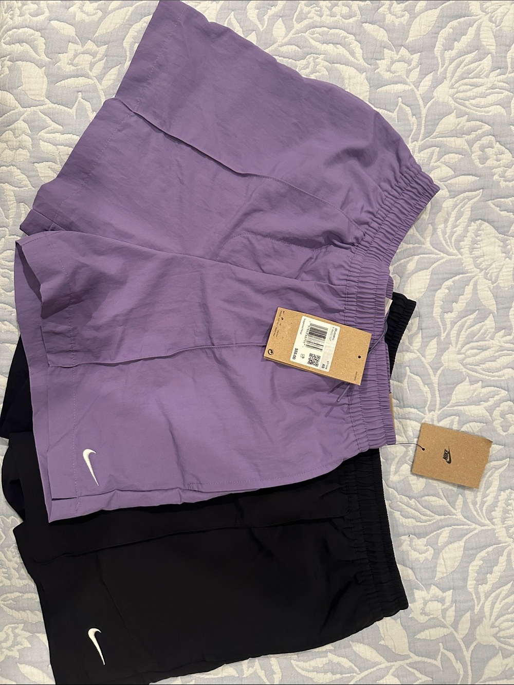 Nike Women's Lavender and Black Athletic Shorts Duo